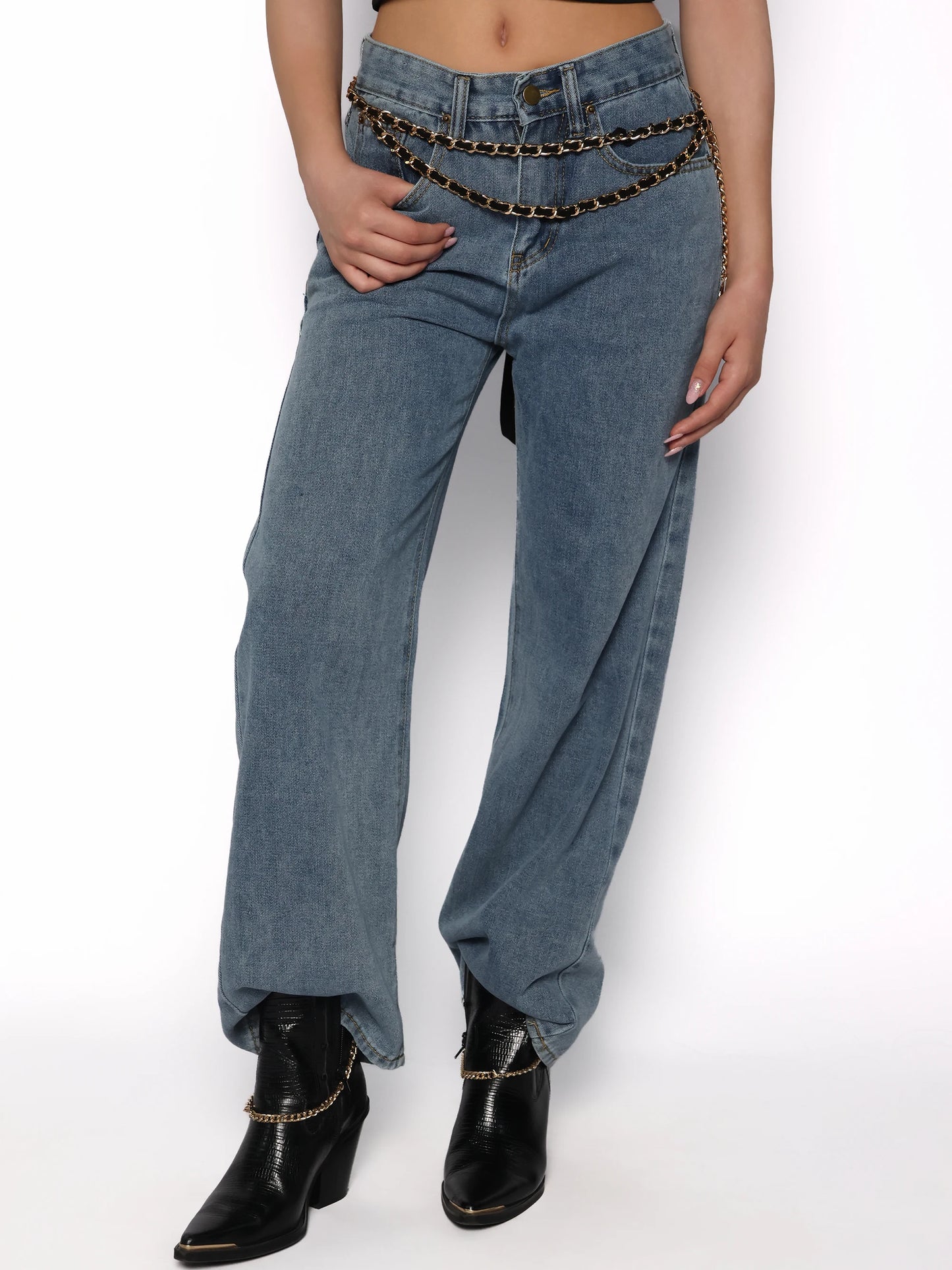 Pantaloni denim cu rupturi la spate, Sabina