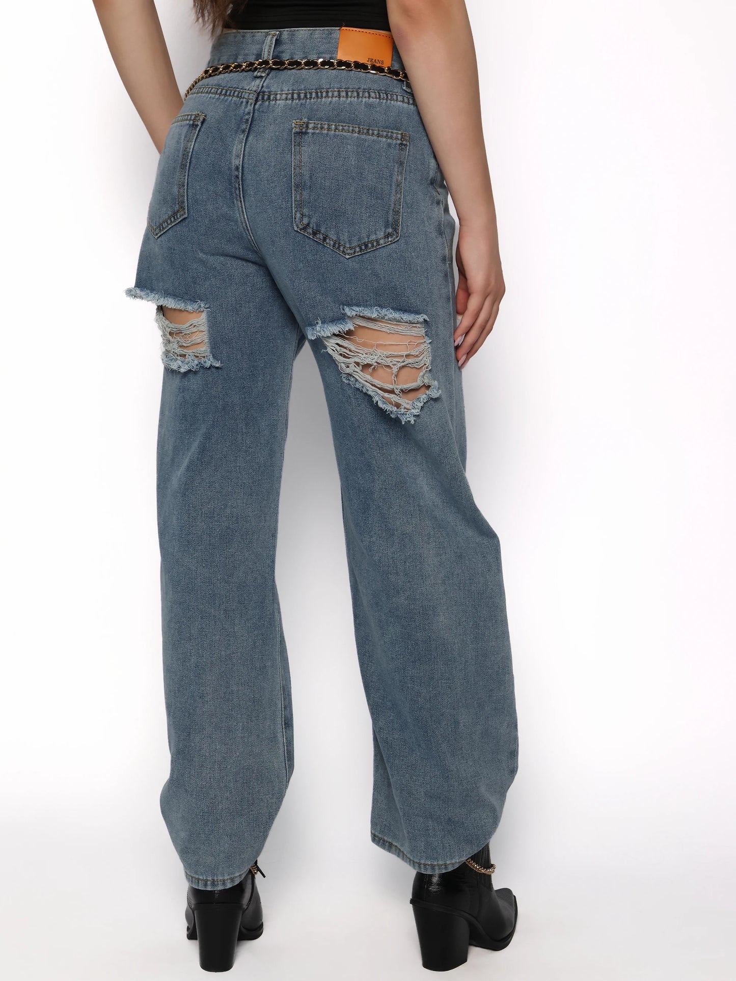 Pantaloni denim cu rupturi la spate, Sabina