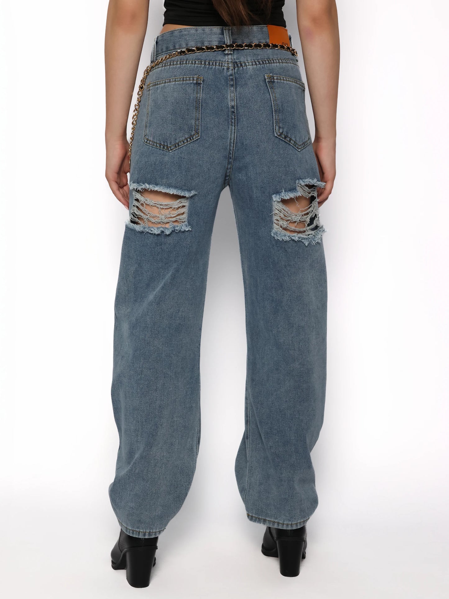 Pantaloni denim cu rupturi la spate, Sabina
