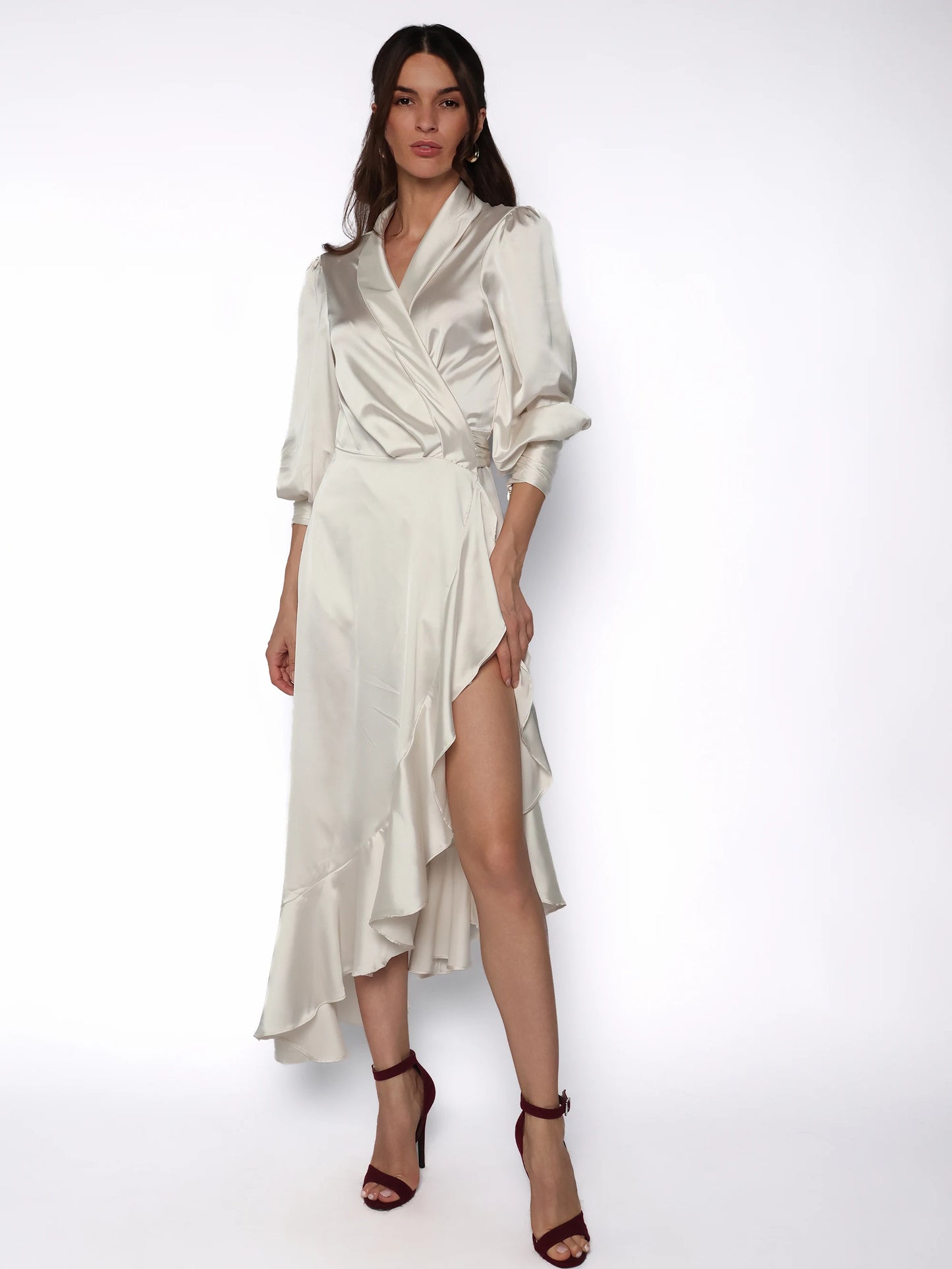 Rochie satinata lunga tip halat, Athena