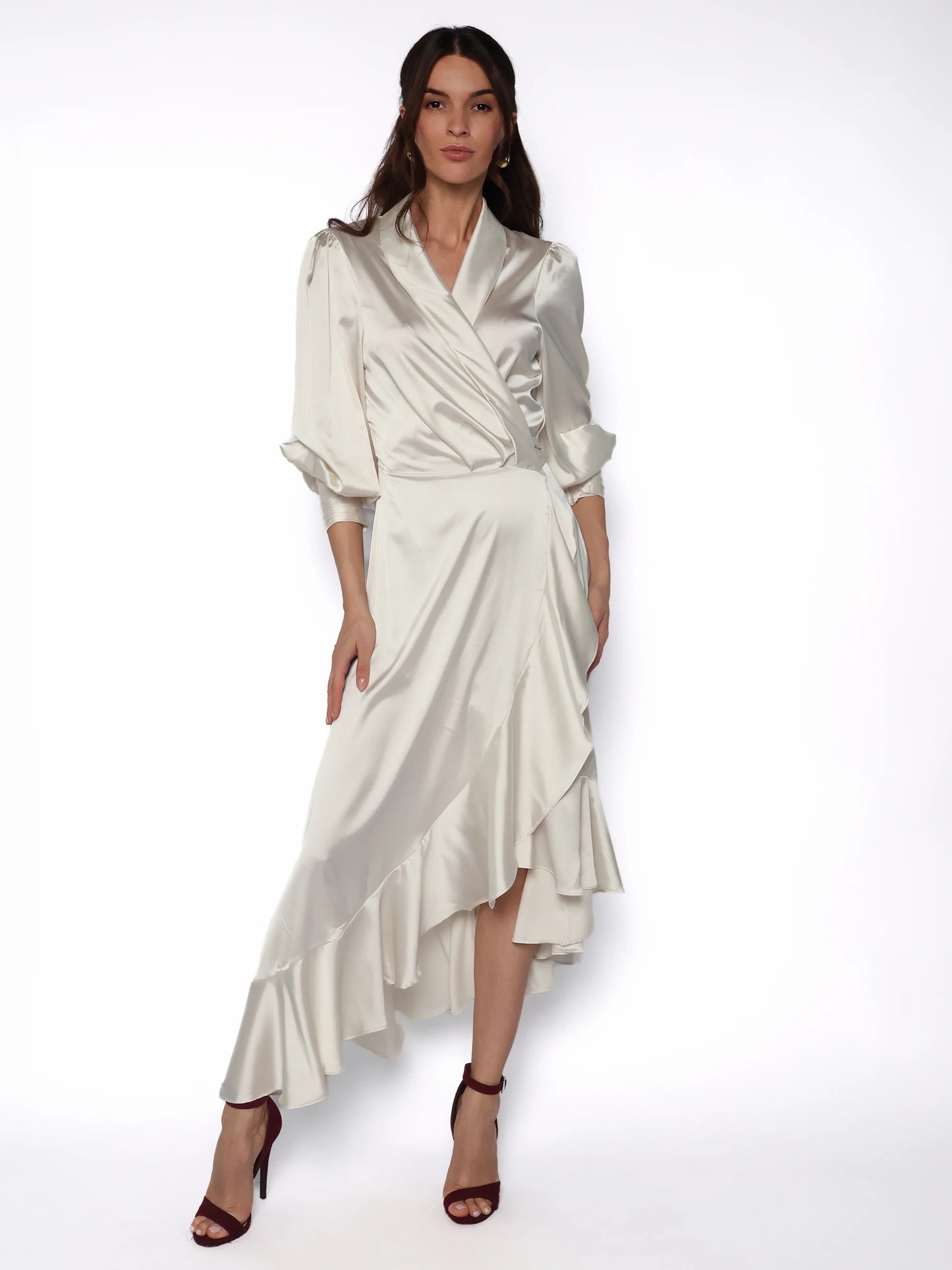 Rochie satinata lunga tip halat, Athena