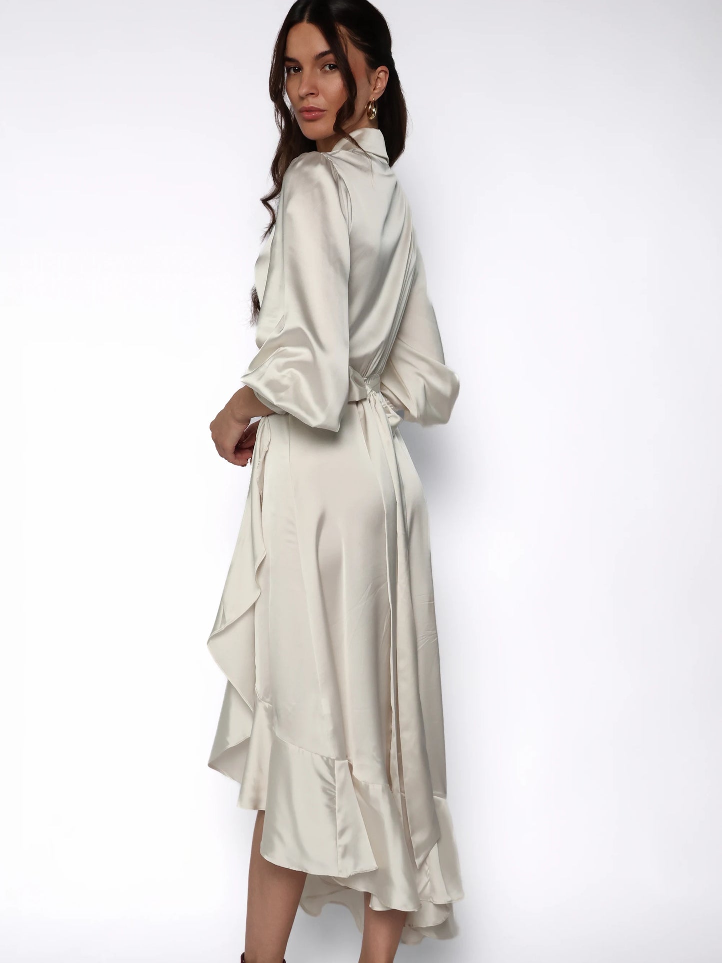 Rochie satinata lunga tip halat, Athena