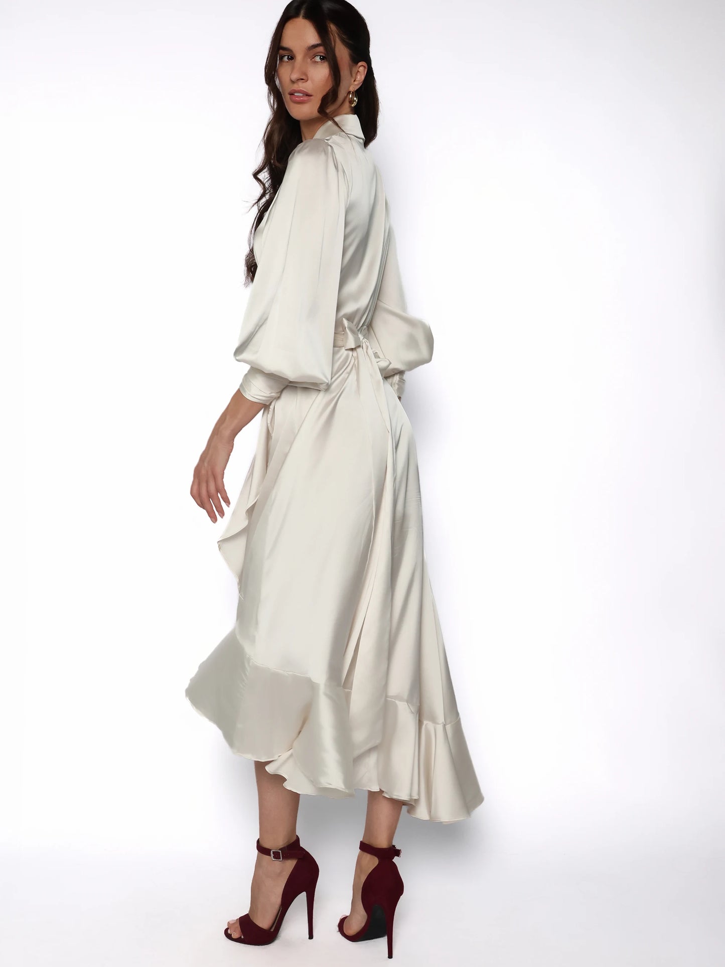 Rochie satinata lunga tip halat, Athena