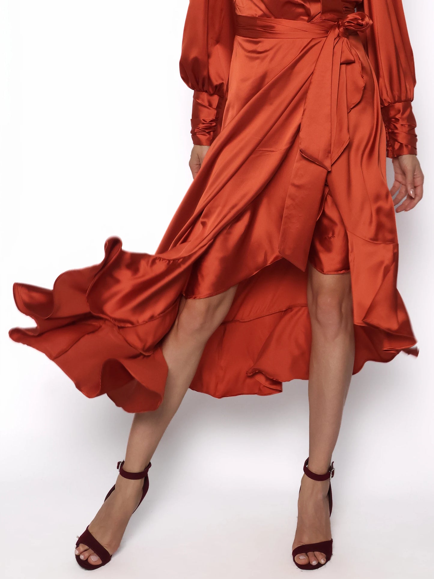 Rochie satinata lunga tip halat, Athena
