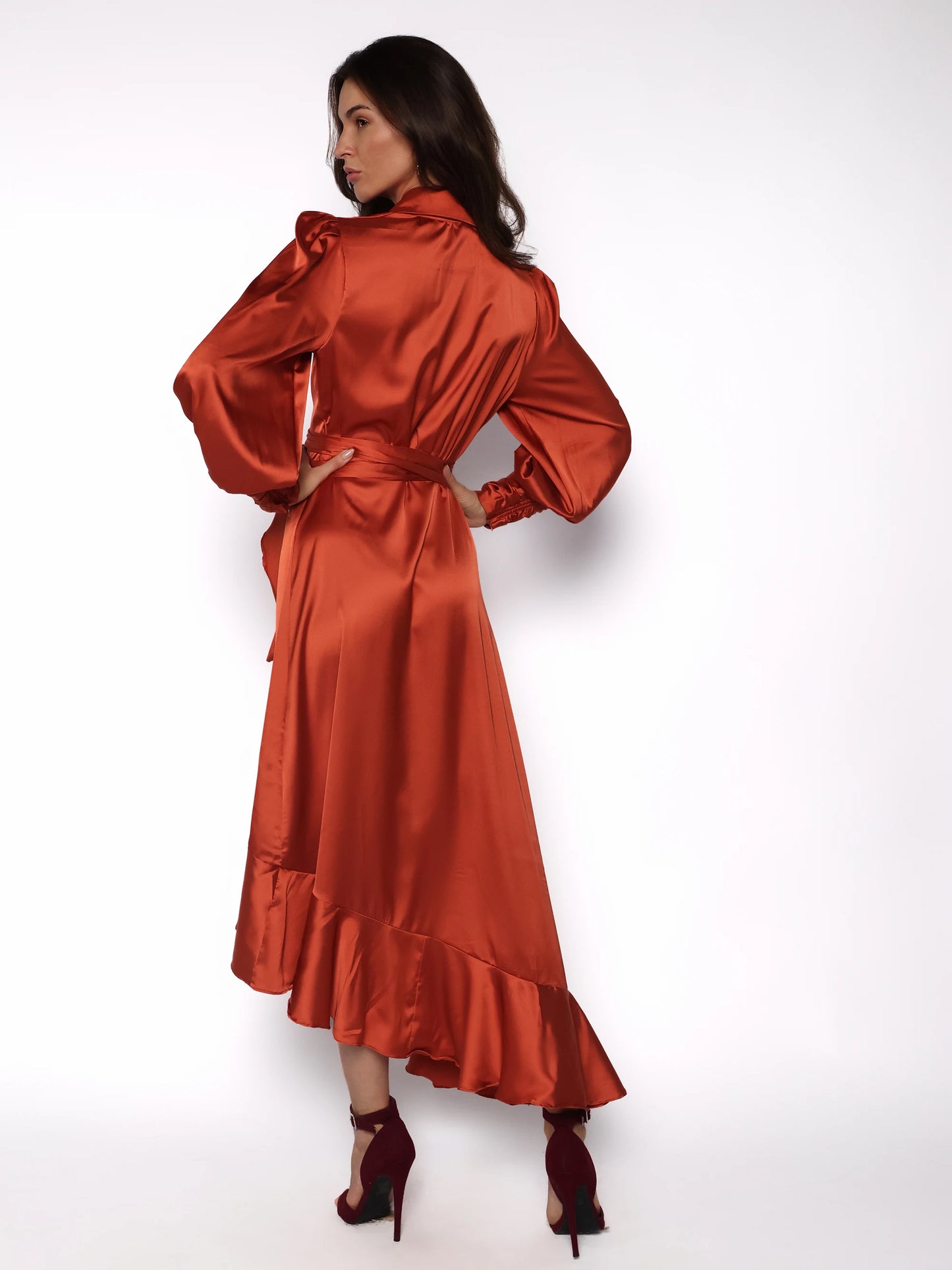 Rochie satinata lunga tip halat, Athena