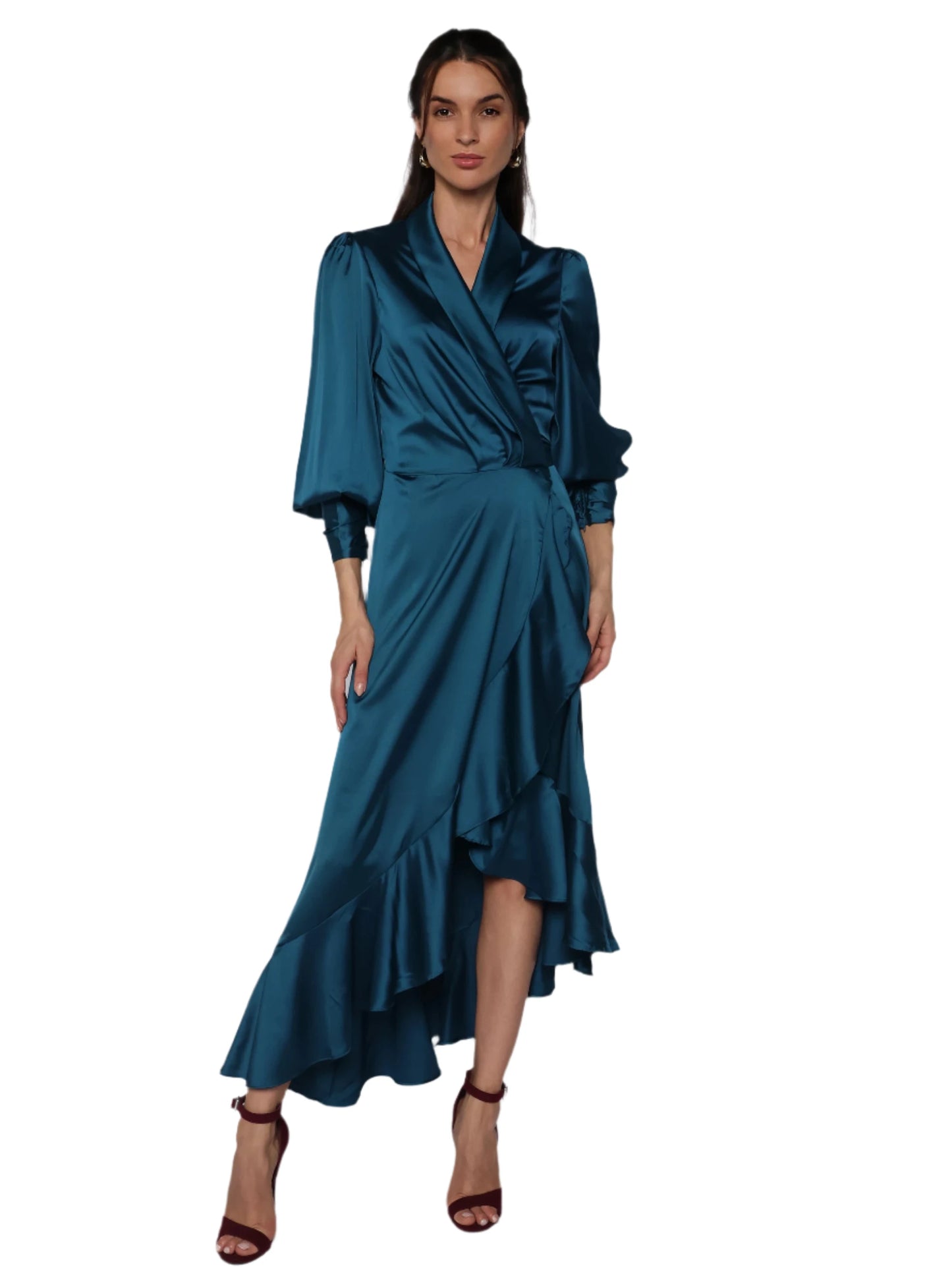 Rochie satinata lunga tip halat, Athena