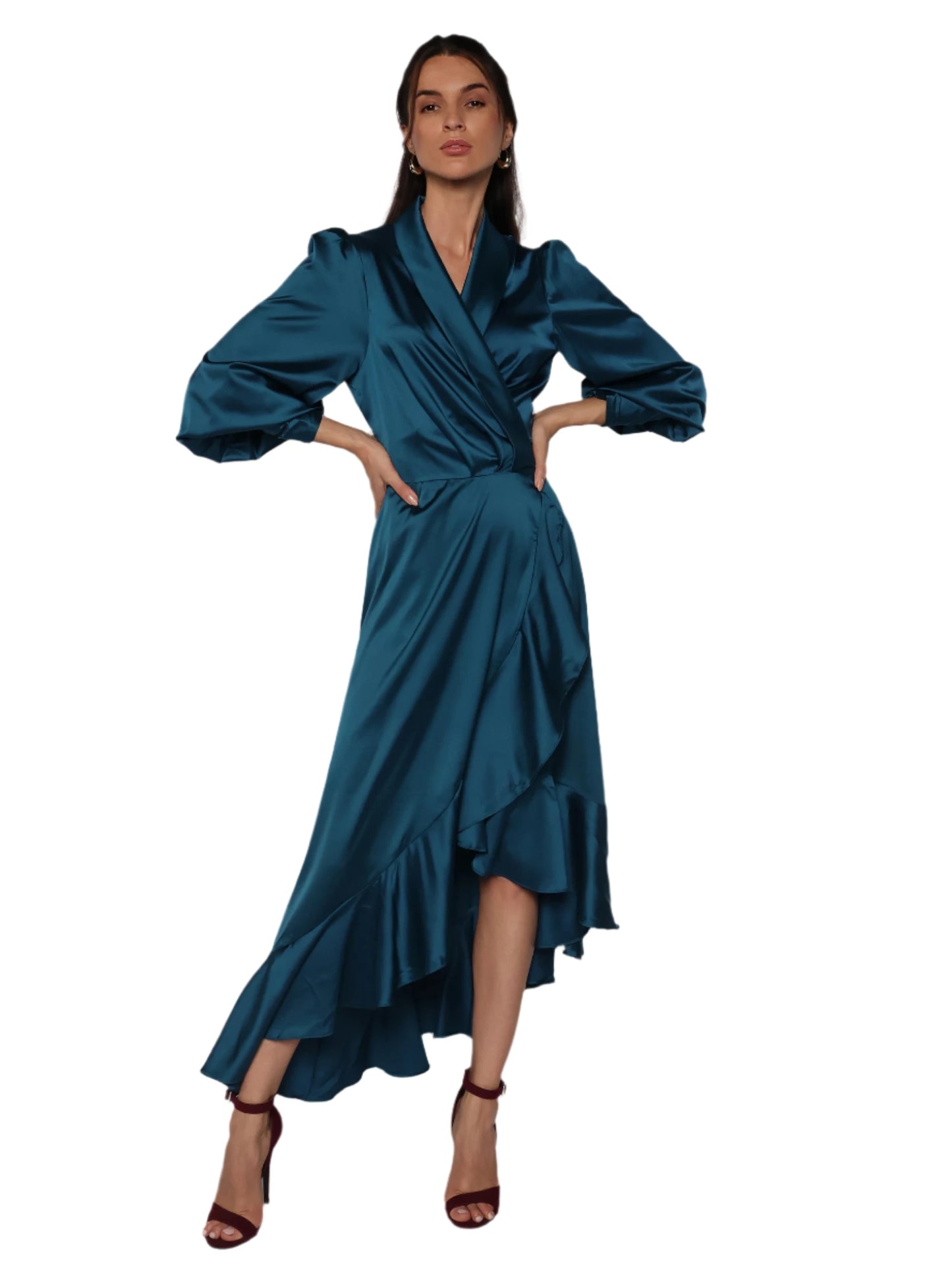 Rochie satinata lunga tip halat, Athena