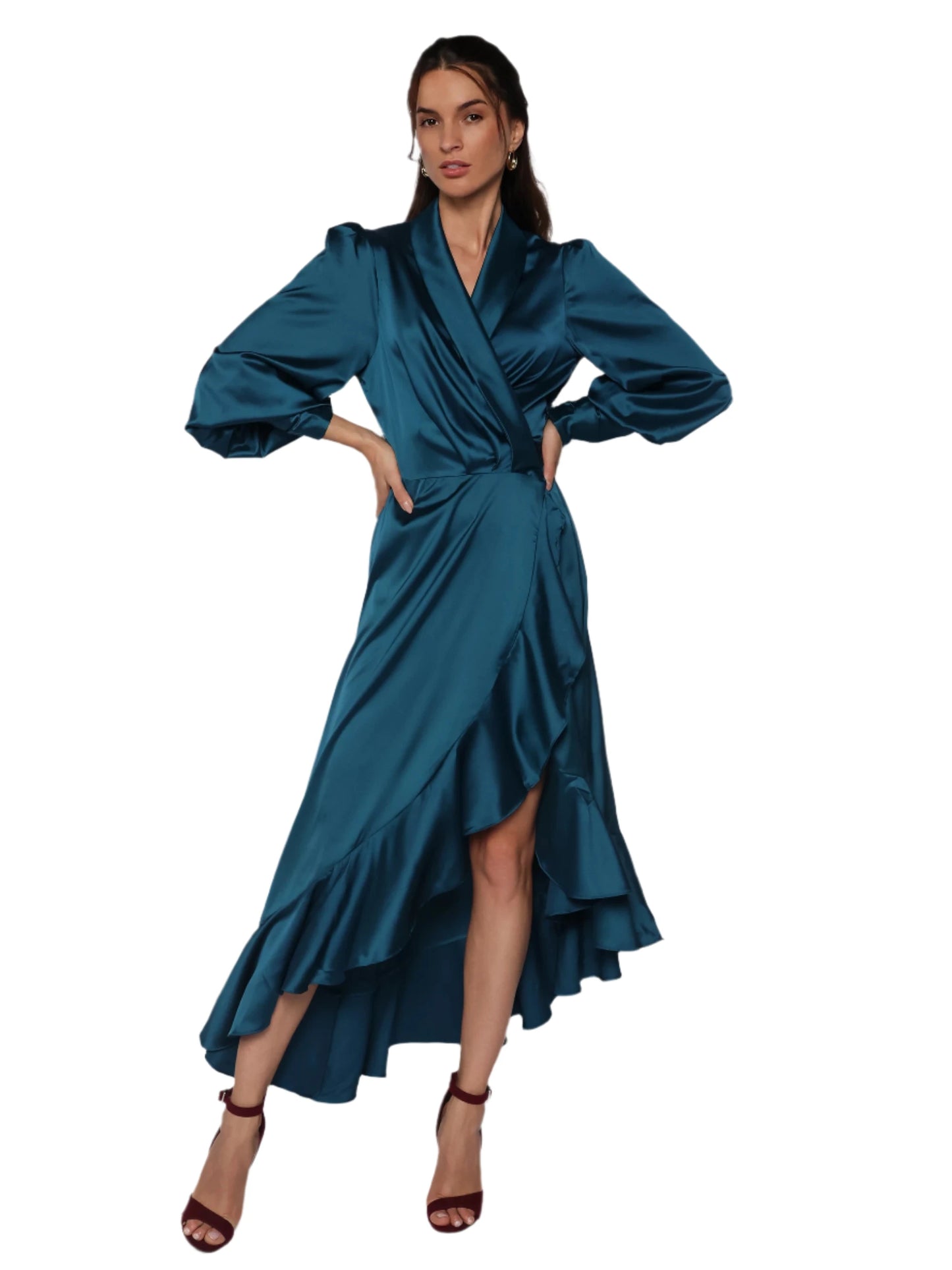 Rochie satinata lunga tip halat, Athena