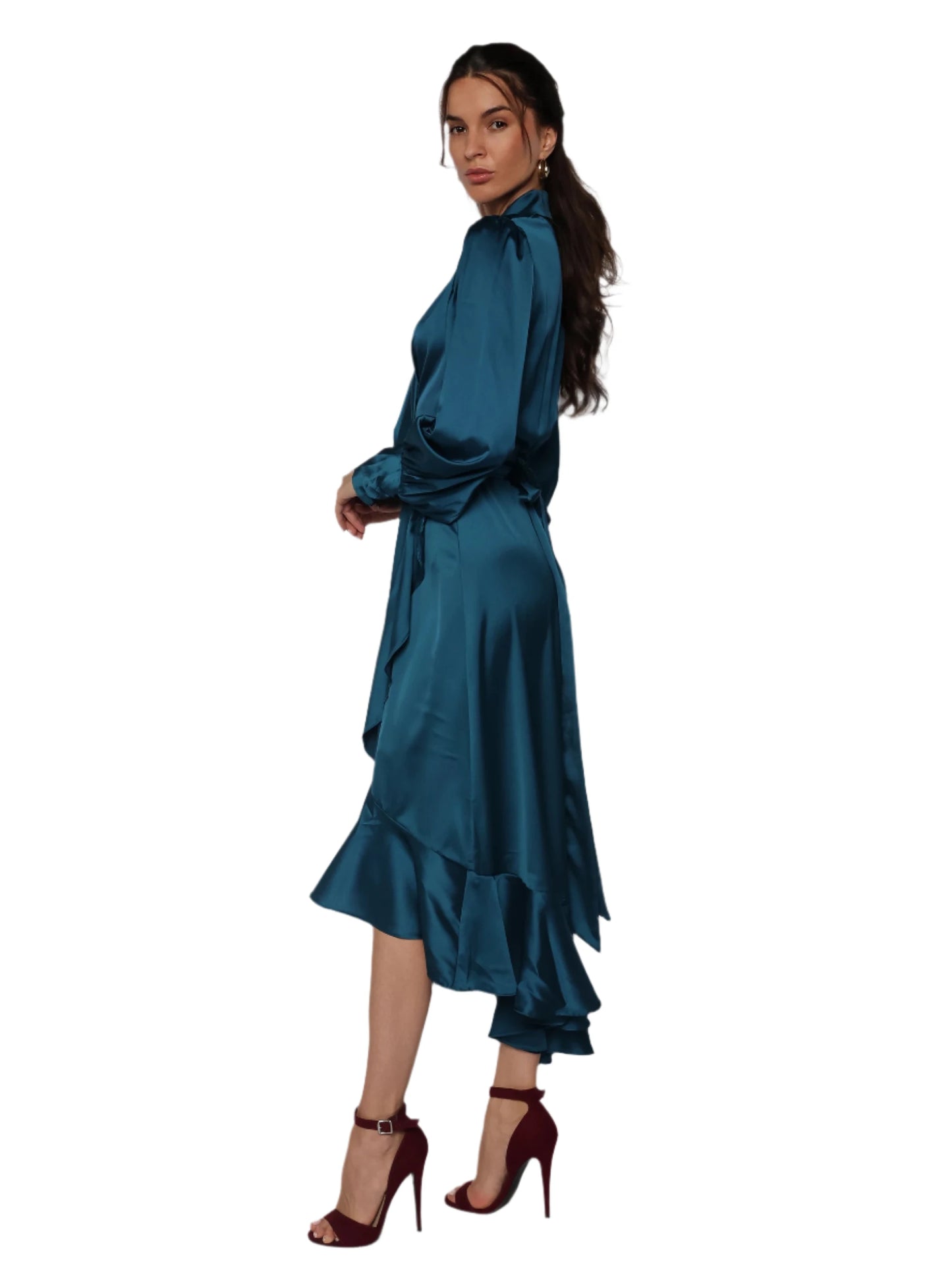 Rochie satinata lunga tip halat, Athena