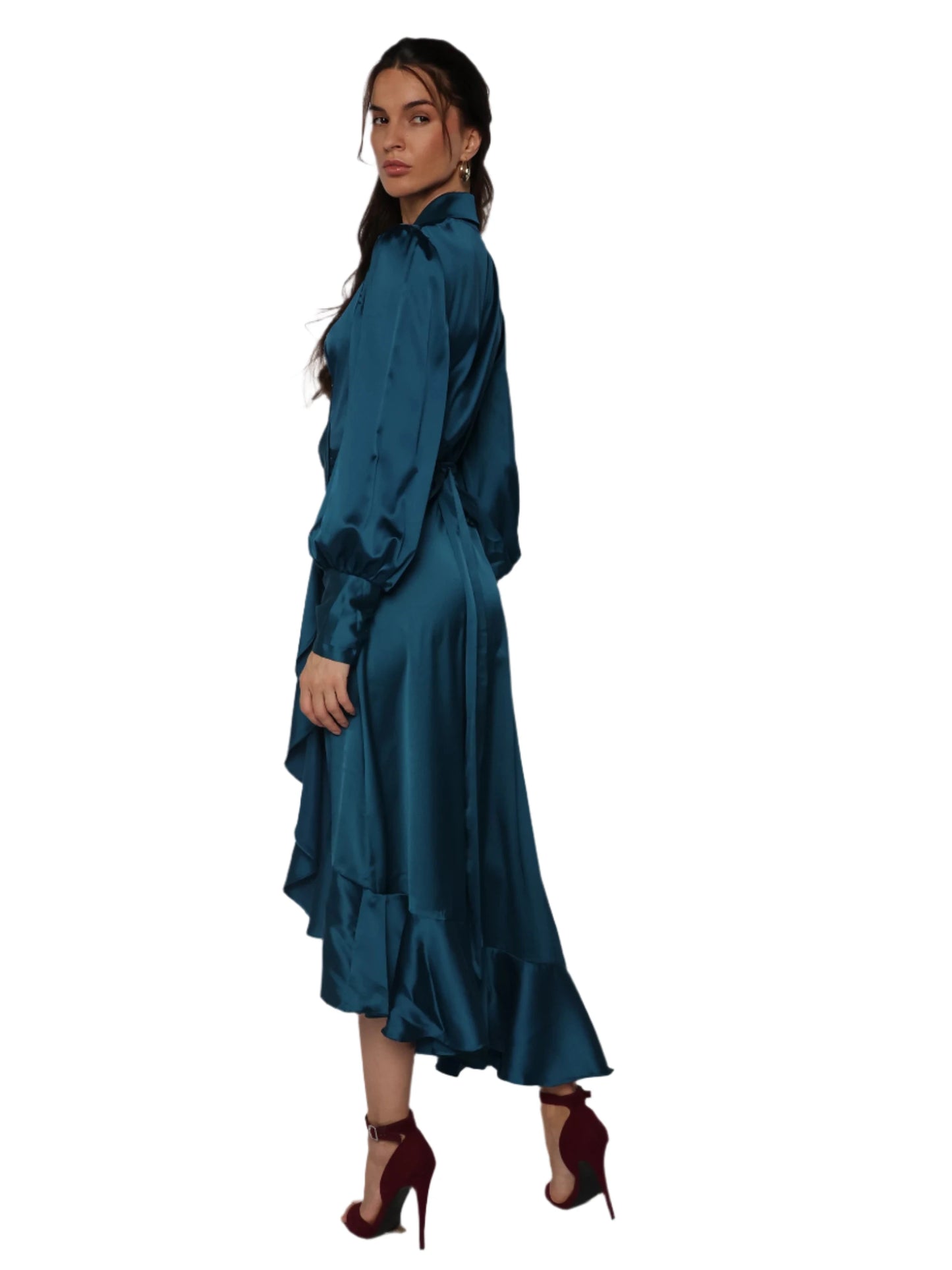 Rochie satinata lunga tip halat, Athena
