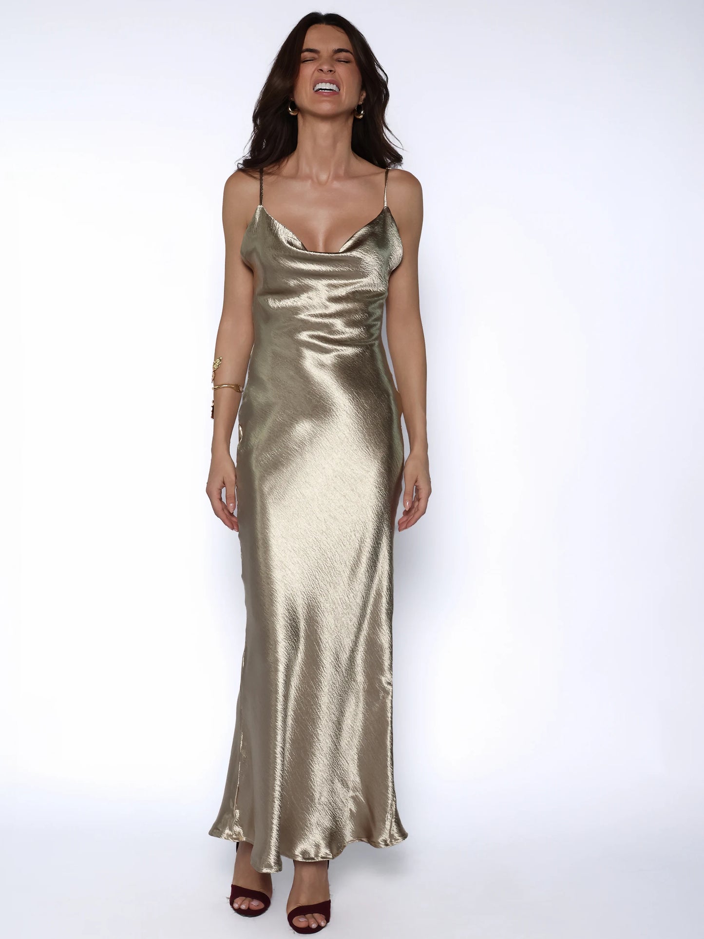 Rochie maxi cu aspect metalizat, Larisa