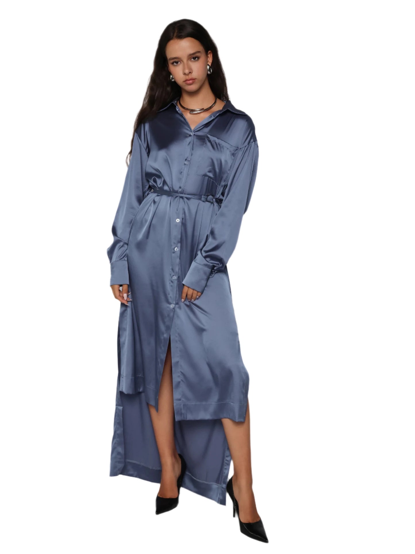 Rochie camasa satinata, Briana