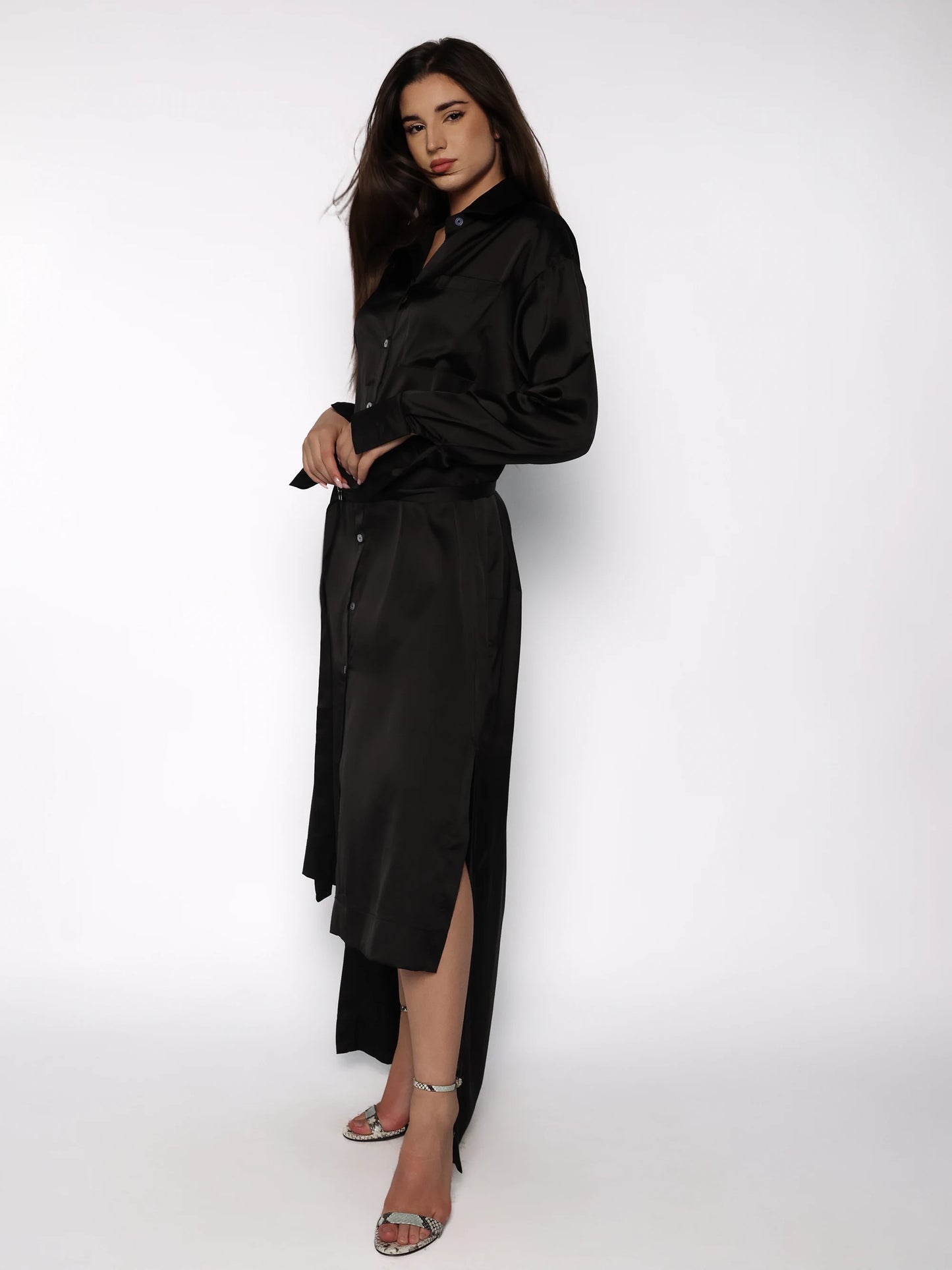 Rochie camasa satinata, Briana