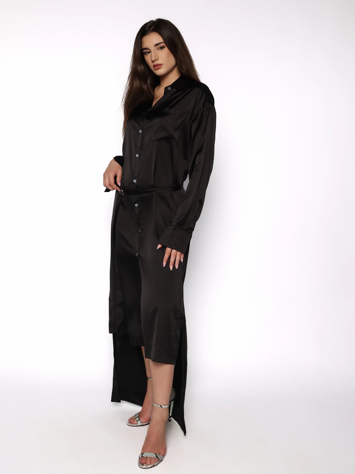 Rochie camasa satinata, Briana
