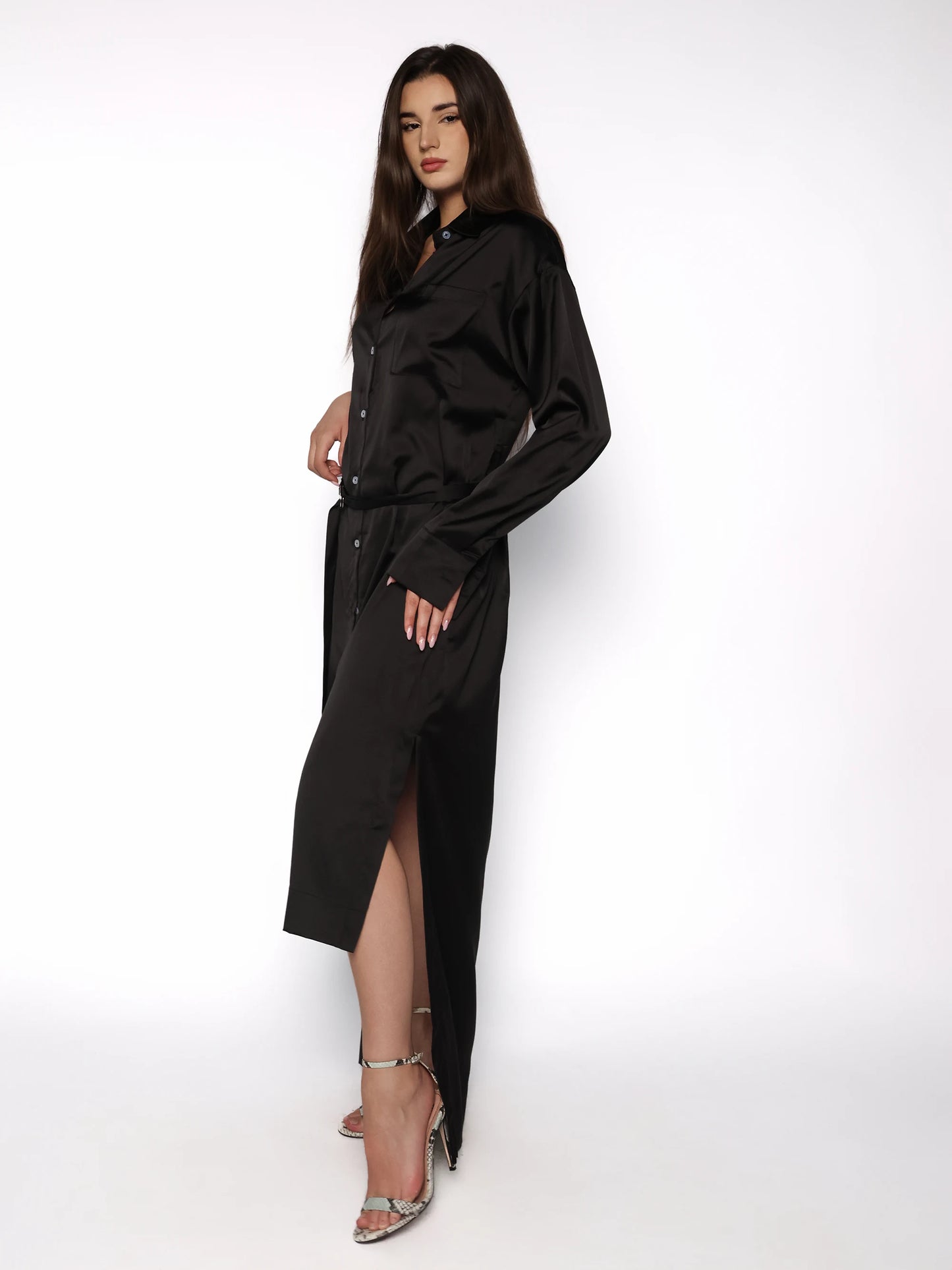 Rochie camasa satinata, Briana