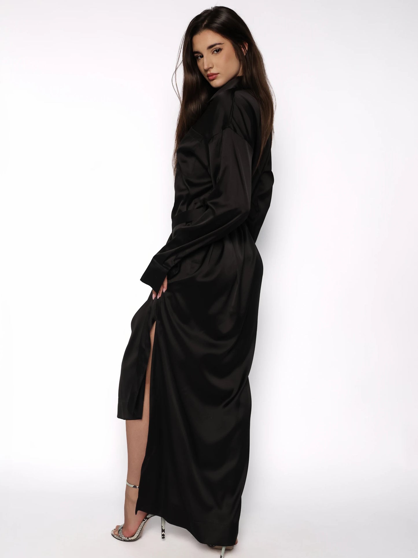 Rochie camasa satinata, Briana