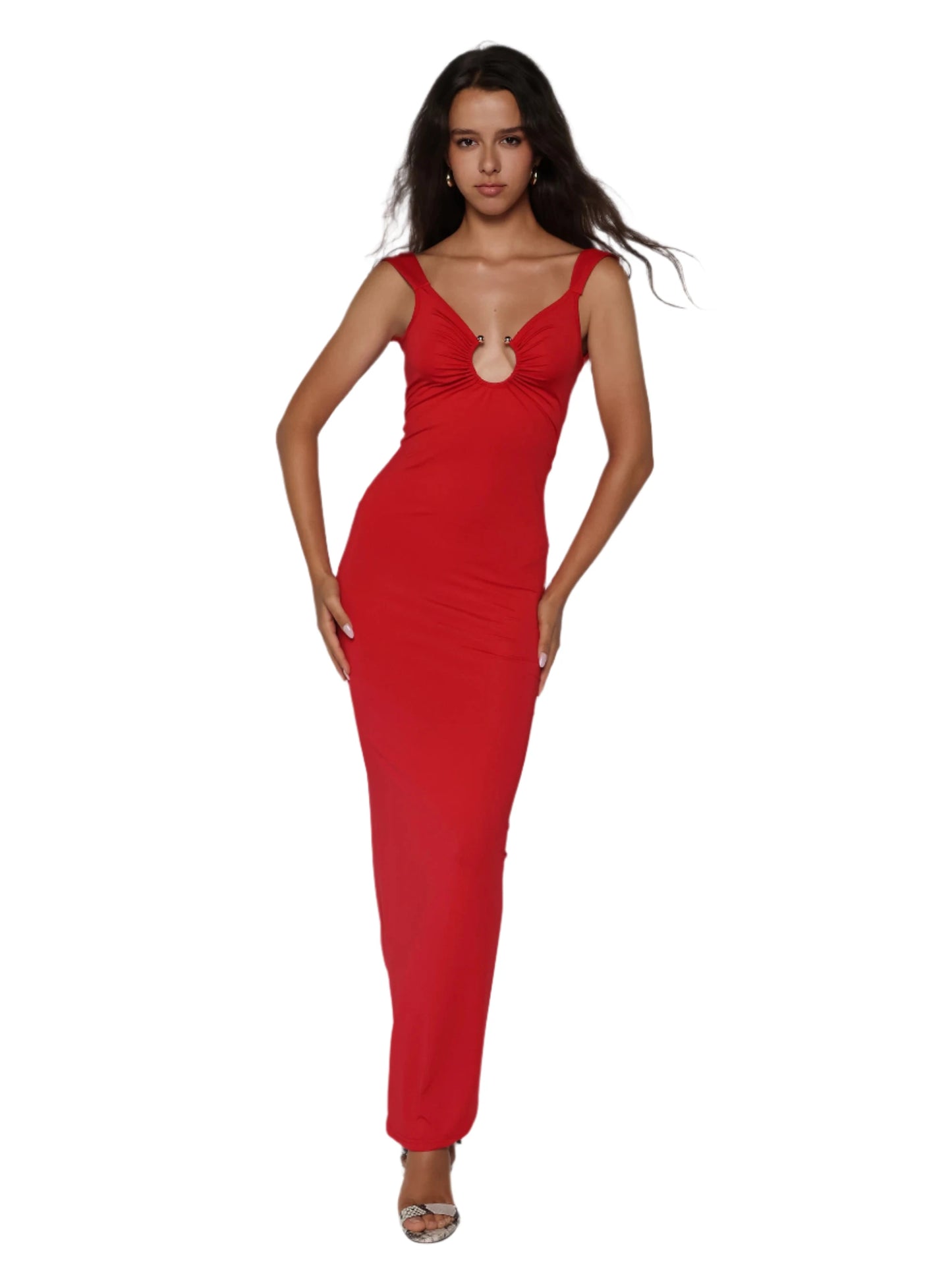 Rochie cu spatele gol si inel decorativ, Luna