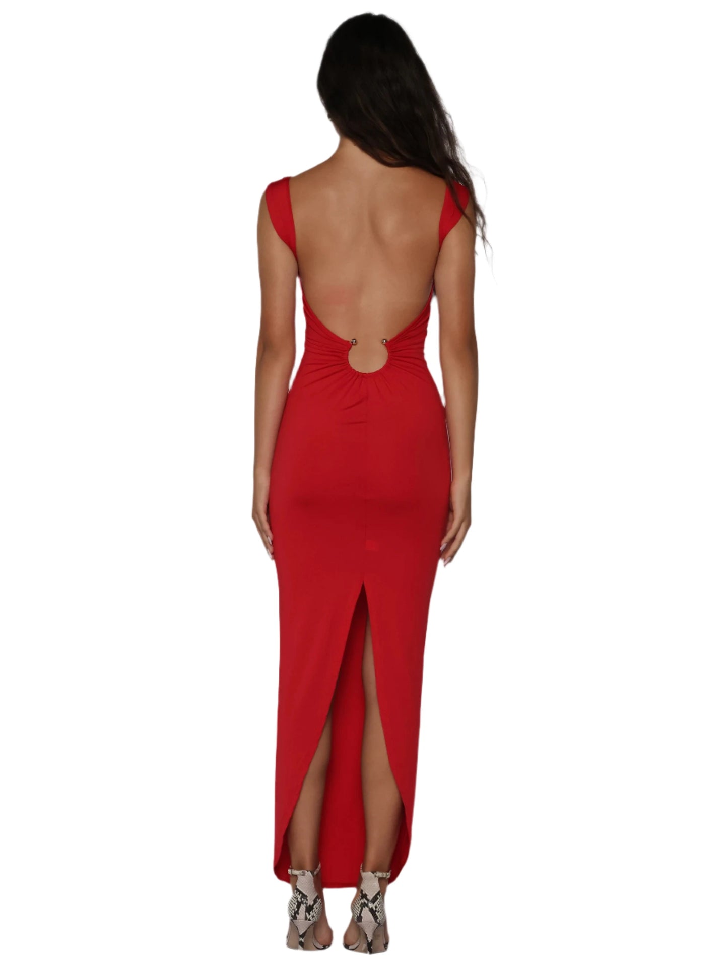 Rochie cu spatele gol si inel decorativ, Luna