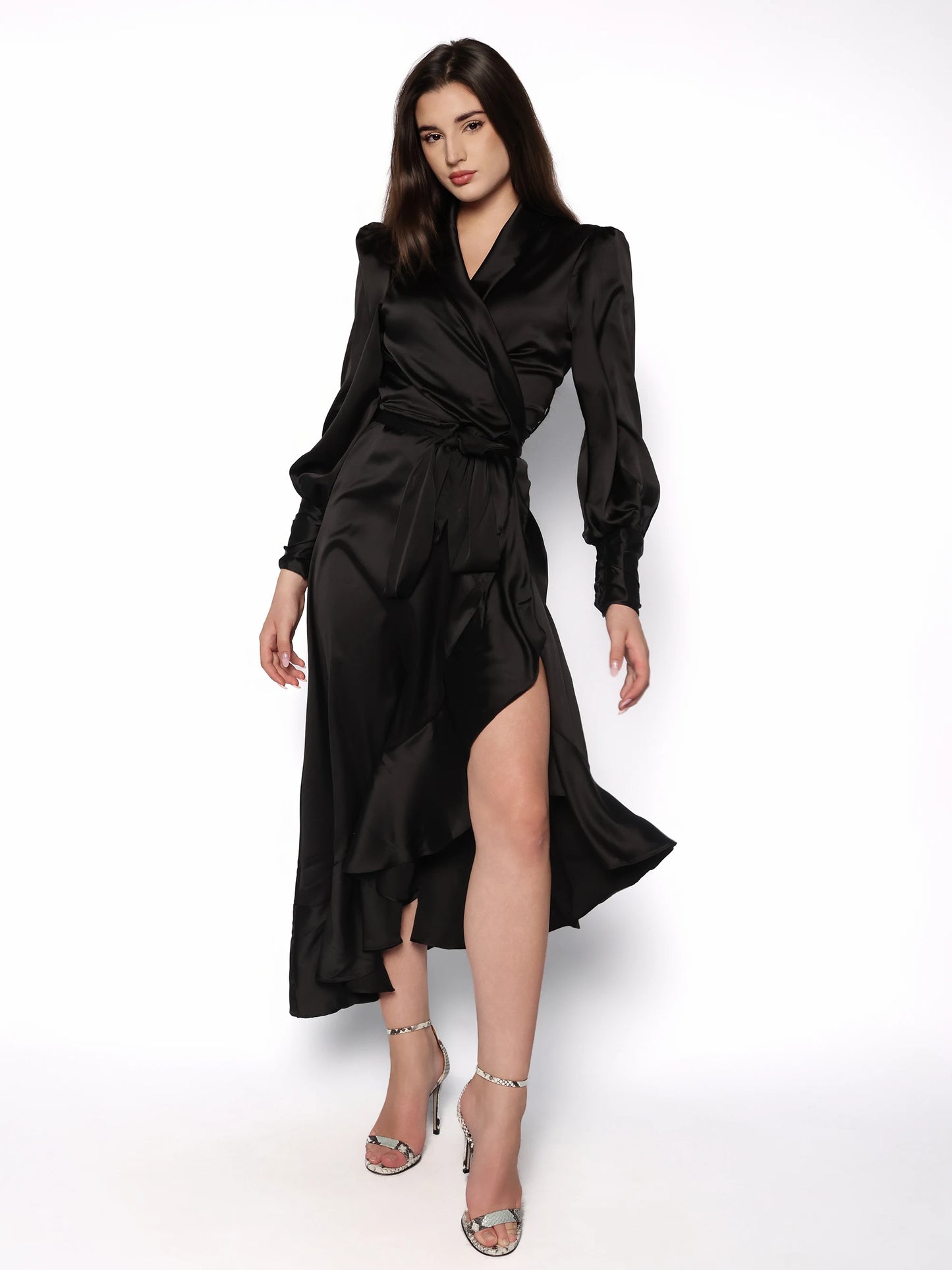 Rochie satinata lunga tip halat, Athena
