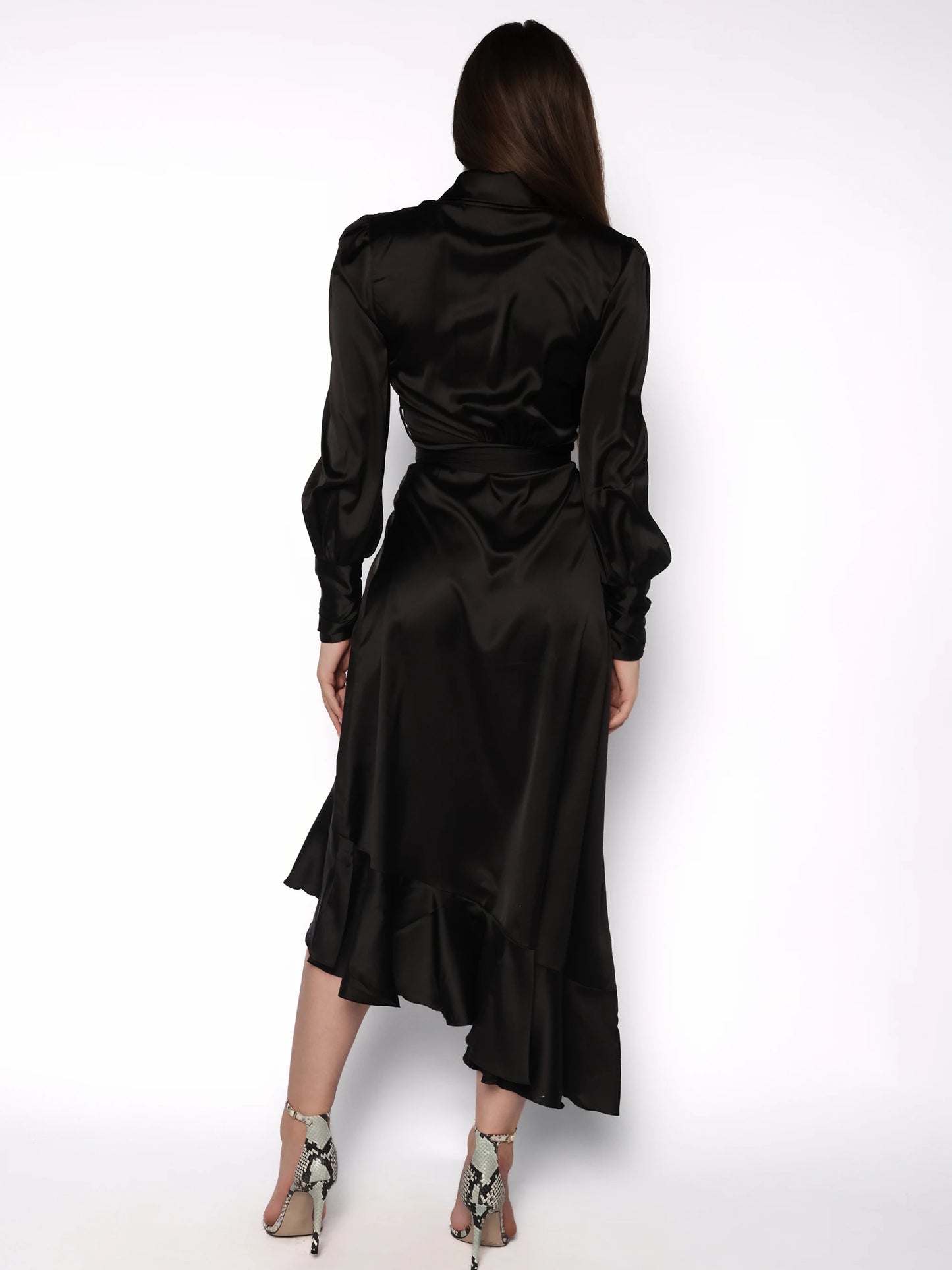 Rochie satinata lunga tip halat, Athena