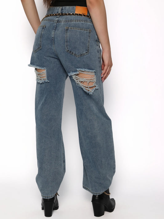 Pantaloni denim cu rupturi la spate, Sabina
