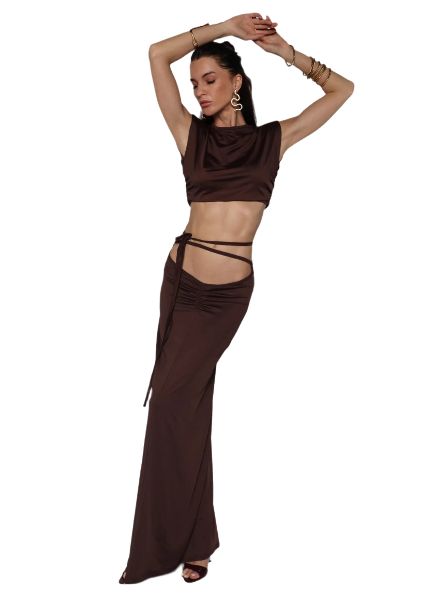 Rochie compleu crop top cu fusta lunga, Carmen