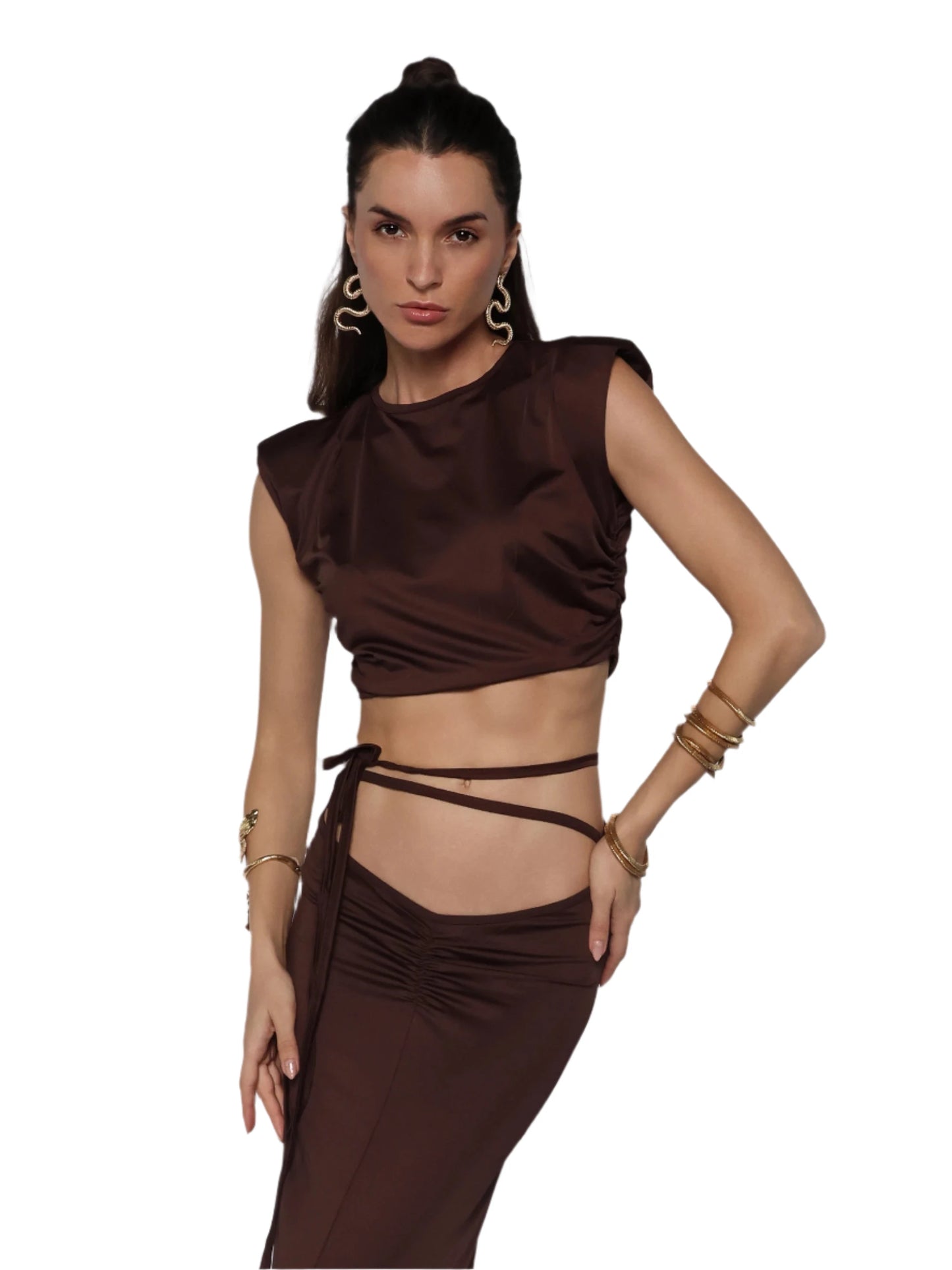 Rochie compleu crop top cu fusta lunga, Carmen