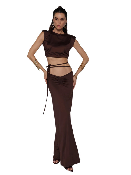 Rochie compleu crop top cu fusta lunga, Carmen