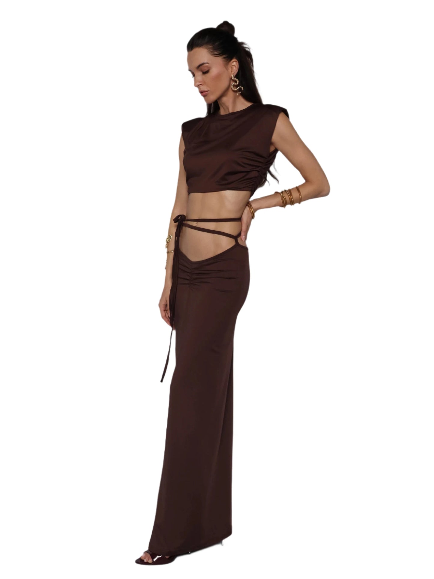 Rochie compleu crop top cu fusta lunga, Carmen