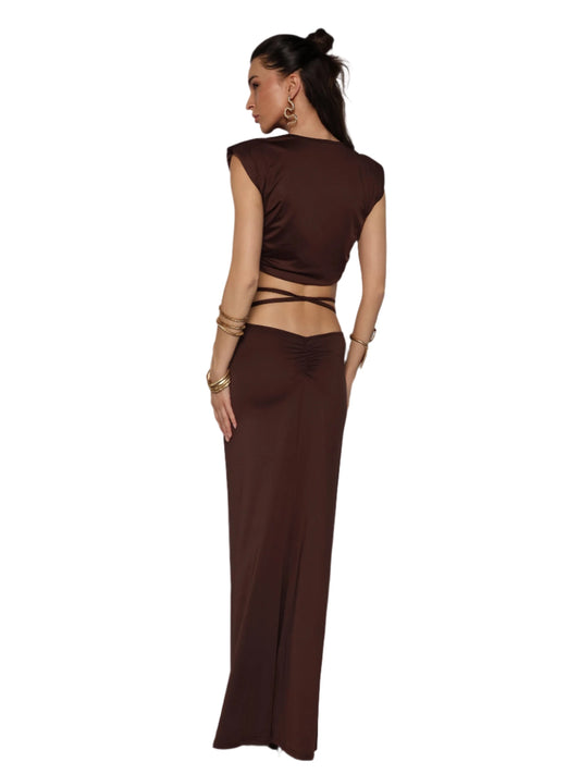 Rochie compleu crop top cu fusta lunga, Carmen