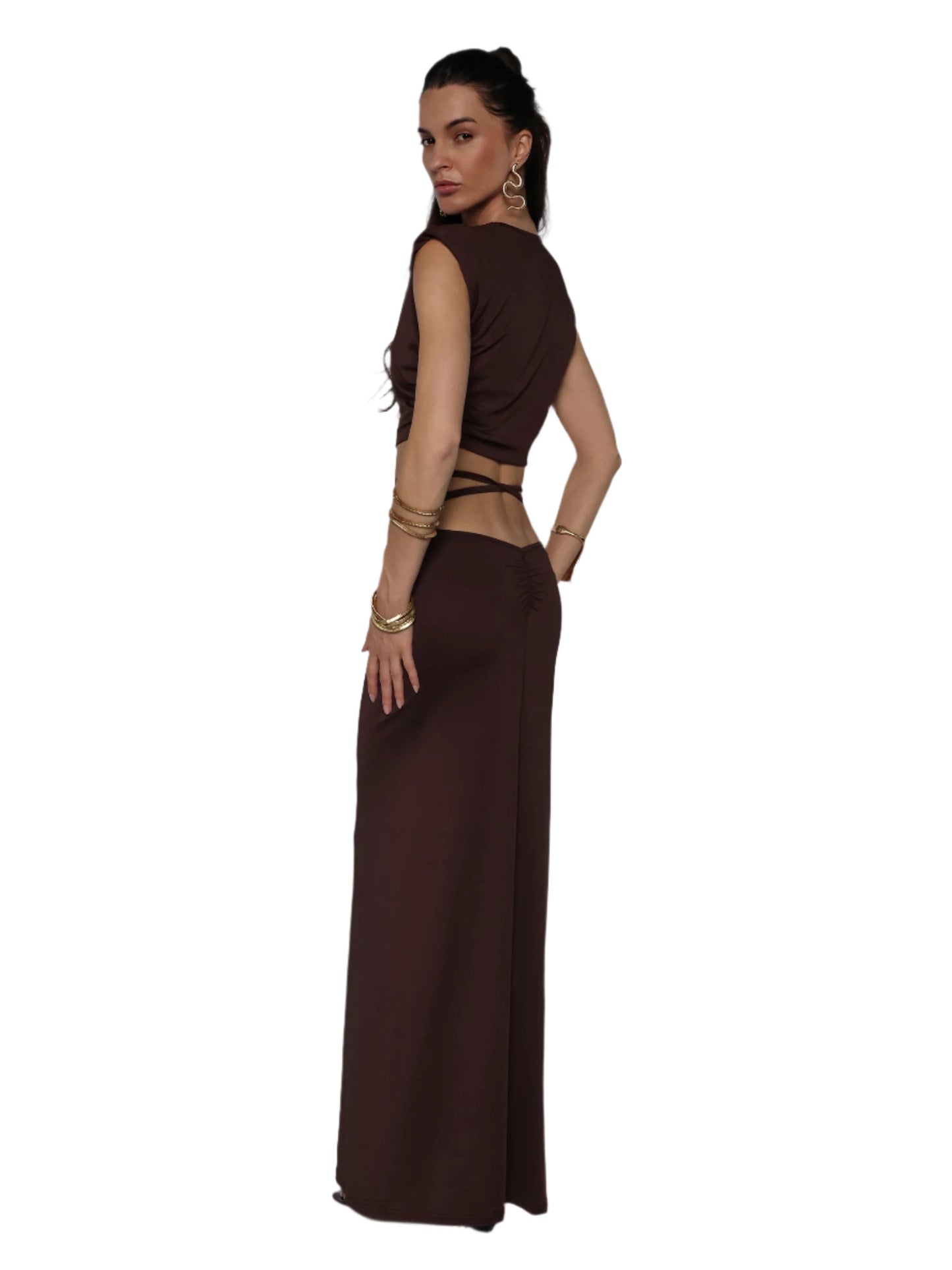 Rochie compleu crop top cu fusta lunga, Carmen