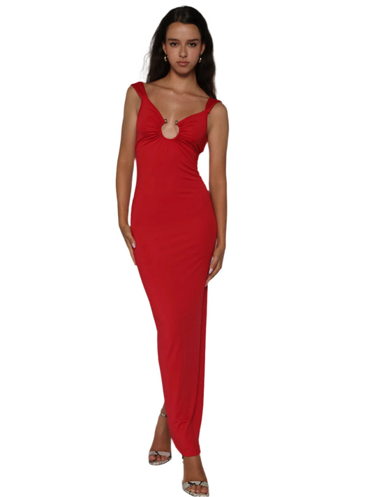 Rochie cu spatele gol si inel decorativ, Luna