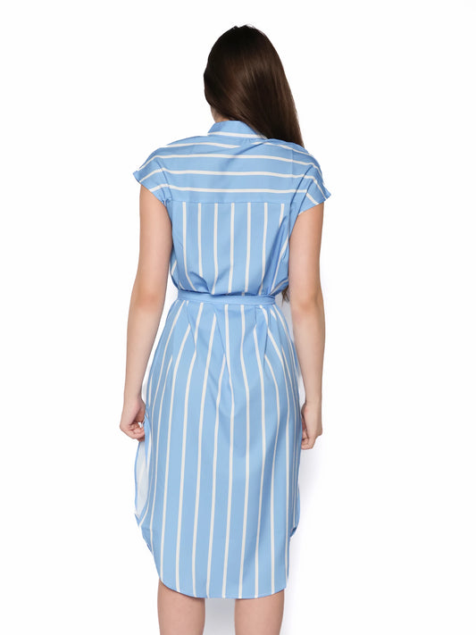 Rochie camasa cu dungi si slit lateral, Evelina