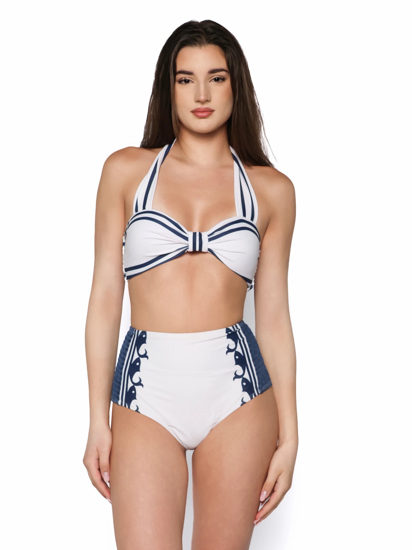 Set costum de baie cu pantaloni scurti, Marina