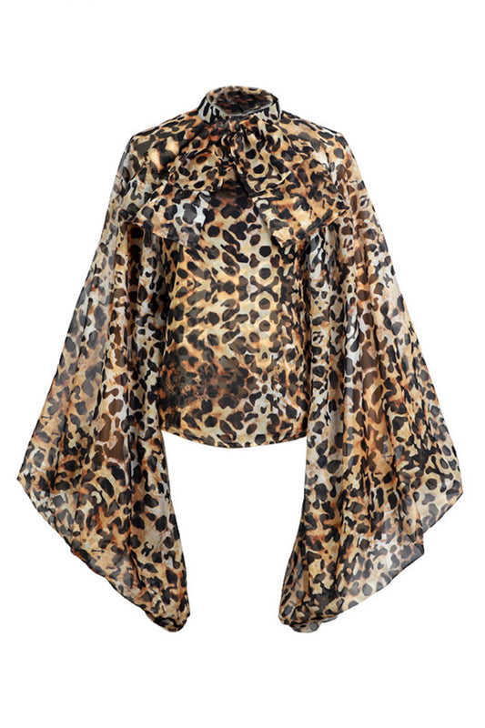 bluza animal print cu maneci bufante