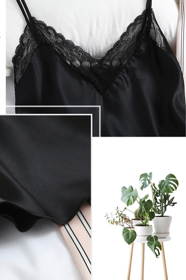 set pijama de satin cu pantaloni si maieu, have to have